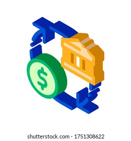 Monetisation Coin Cash Bank vector isometric sign. color isolated symbol illustration