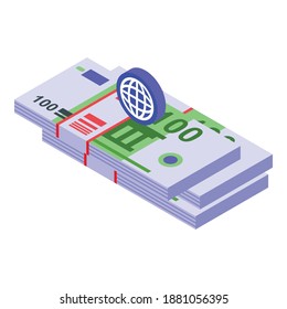 Monetization cash icon. Isometric of monetization cash vector icon for web design isolated on white background