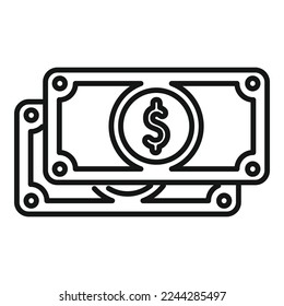 Vector de contorno de icono de caja de monetización. Estrategia móvil. Conversión de dinero