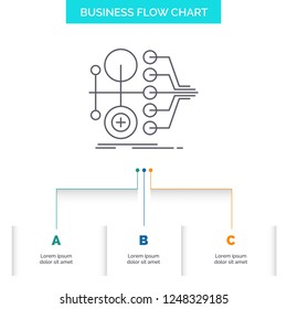 monetization, finance, money, transfer, value Business Flow Chart Design with 3 Steps. Line Icon For Presentation Background Template Place for text