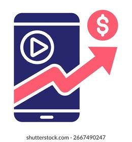 Monetization Icon Color Fill Style Vector Illustration