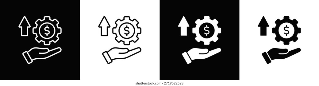 Icono de monetización con estilo minimalista blanco negro variante