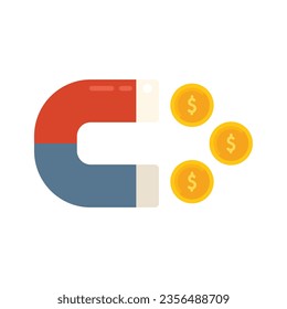 Monetization magnet icon flat vector. Mobile strategy. New profit isolated