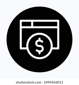 Monetization, Web Monetize, Browser With Dollar Vector Icon, 