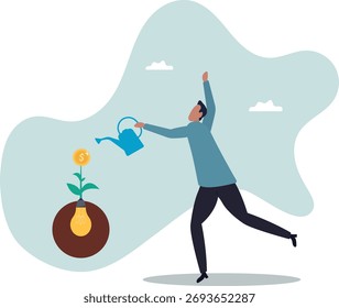 Monetizar la idea, obtener beneficios de la creatividad o la innovación, ganar dinero pensando, startup o la recaudación de fondos .about un hombre y su vida.