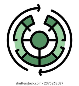 Monetize labyrint icon outline vector. Video profit. Data blog color flat
