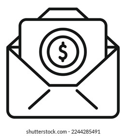 Monetize mail icon outline vector. Mobile audience. Profit check