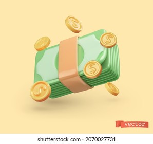 Money. 3d render realistic vector icon - Shutterstock ID 2070027731