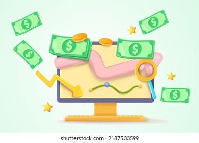 money 3d render, vector illustration