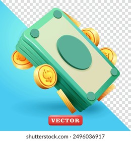 Money, 3d vector. Suitable for financial, business and design elements