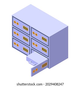 Money access locker icon isometric vector. Verification hacker. Bank security