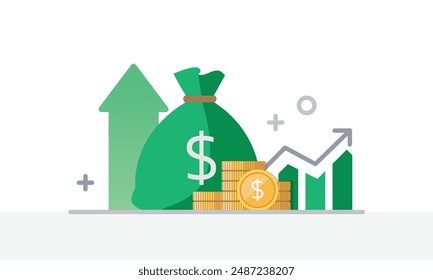 Money activities icon collection illustrate with colorful style, including coin, dollar bill and saving