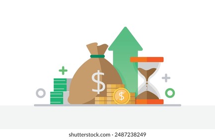 Money activities icon collection illustrate with colorful style, including coin, dollar bill and saving
