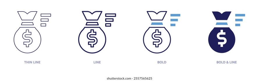 Money advice icon in 4 different styles. Thin Line, Line, Bold, and Bold Line. Duotone style. Editable stroke.