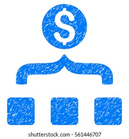 Money Aggregator grainy textured icon for overlay watermark stamps. Flat symbol with scratched texture. Dotted vector blue ink rubber seal stamp with grunge design on a white background.