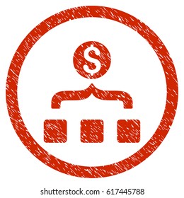 Money Aggregator grainy textured icon inside circle for overlay watermark stamps. Flat symbol with dirty texture. Circled vector red rubber seal stamp with grunge design.