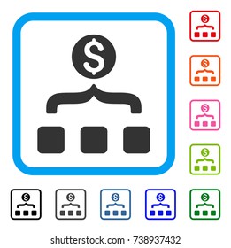 Money Aggregator icon. Flat gray pictogram symbol in a light blue rounded rectangle. Black, gray, green, blue, red, orange color additional versions of Money Aggregator vector.