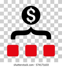 Money Aggregator icon. Vector illustration style is flat iconic bicolor symbol, intensive red and black colors, transparent background. Designed for web and software interfaces.