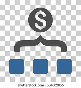 Money Aggregator icon. Vector illustration style is flat iconic bicolor symbol, cobalt and gray colors, transparent background. Designed for web and software interfaces.