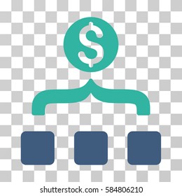 Money Aggregator icon. Vector illustration style is flat iconic bicolor symbol, cobalt and cyan colors, transparent background. Designed for web and software interfaces.