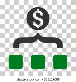 Money Aggregator icon. Vector illustration style is flat iconic bicolor symbol, green and gray colors, transparent background. Designed for web and software interfaces.