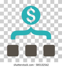 Money Aggregator icon. Vector illustration style is flat iconic bicolor symbol, grey and cyan colors, transparent background. Designed for web and software interfaces.