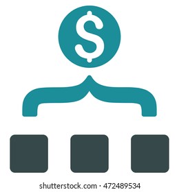 Money Aggregator icon. Vector style is bicolor flat iconic symbol with rounded angles, soft blue colors, white background.