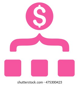 Money Aggregator icon. Vector style is flat iconic symbol with rounded angles, pink color, white background.