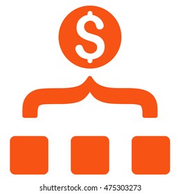 Money Aggregator icon. Vector style is flat iconic symbol with rounded angles, orange color, white background.