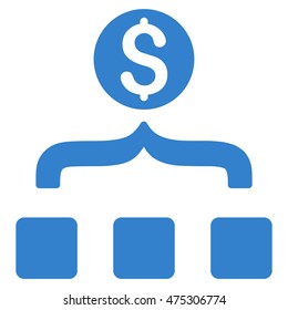 Money Aggregator icon. Vector style is flat iconic symbol with rounded angles, cobalt color, white background.