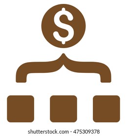 Money Aggregator icon. Vector style is flat iconic symbol with rounded angles, brown color, white background.