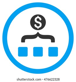 Money Aggregator rounded icon. Vector illustration style is flat iconic bicolor symbol, blue and gray colors, white background.