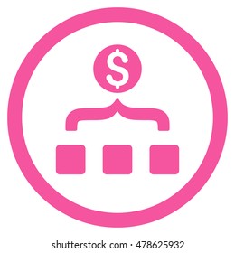 Money Aggregator rounded icon. Vector illustration style is flat iconic symbol, pink color, white background.