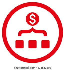 Money Aggregator rounded icon. Vector illustration style is flat iconic symbol, red color, white background.