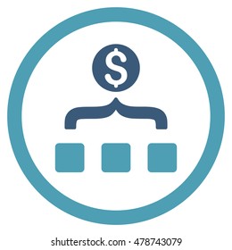 Money Aggregator rounded icon. Vector illustration style is flat iconic bicolor symbol, cyan and blue colors, white background.