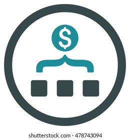 Money Aggregator rounded icon. Vector illustration style is flat iconic bicolor symbol, soft blue colors, white background.