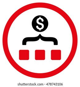 Money Aggregator rounded icon. Vector illustration style is flat iconic bicolor symbol, intensive red and black colors, white background.