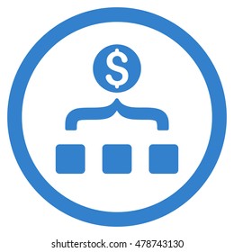 Money Aggregator rounded icon. Vector illustration style is flat iconic symbol, cobalt color, white background.