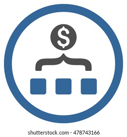 Money Aggregator rounded icon. Vector illustration style is flat iconic bicolor symbol, cobalt and gray colors, white background.