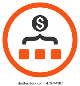 Money Aggregator rounded icon. Vector illustration style is flat iconic bicolor symbol, orange and gray colors, white background.