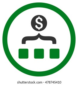 Money Aggregator rounded icon. Vector illustration style is flat iconic bicolor symbol, green and gray colors, white background.