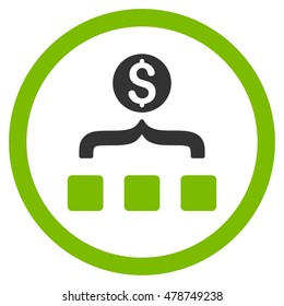 Money Aggregator rounded icon. Vector illustration style is flat iconic bicolor symbol, eco green and gray colors, white background.