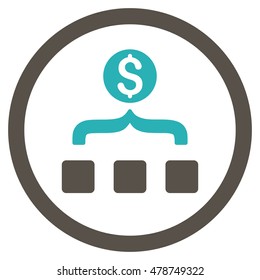 Money Aggregator rounded icon. Vector illustration style is flat iconic bicolor symbol, grey and cyan colors, white background.