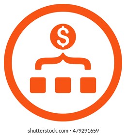 Money Aggregator rounded icon. Vector illustration style is flat iconic symbol, orange color, white background.