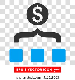 Money Aggregator vector icon. Image style is a flat blue and gray icon symbol.