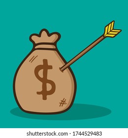 Money Aim Target Doodle Hand drawn Object Illustration Design