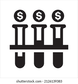 Icono de análisis de dinero. Vector y glifo