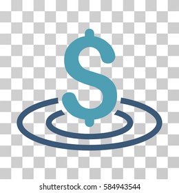 Money Area icon. Vector illustration style is flat iconic bicolor symbol, cyan and blue colors, transparent background. Designed for web and software interfaces.
