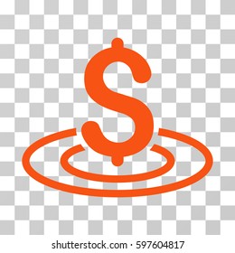 Money Area icon. Vector illustration style is flat iconic symbol, orange color, transparent background. Designed for web and software interfaces.