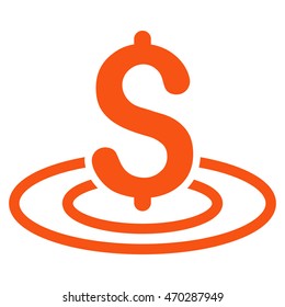 Money Area icon. Vector style is flat iconic symbol with rounded angles, orange color, white background.